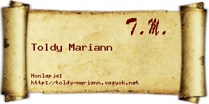 Toldy Mariann névjegykártya